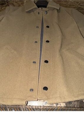 H&M L.O.G.G. Men’s Beige Wool Blend Jacket | Size 44 Button Front Coat
